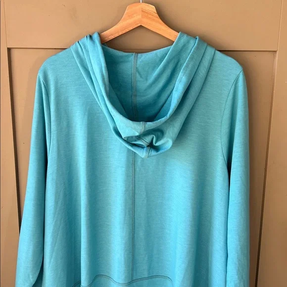 Logo By Lorie Goldstein Lounge XL Turquoise Cape Hoodie Zip Up Cardigan - Picture 10 of 11